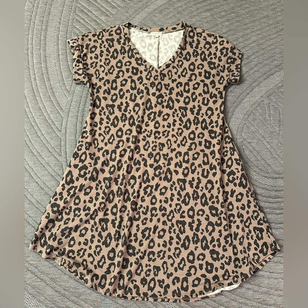 Leopard Print V-Neck Dress